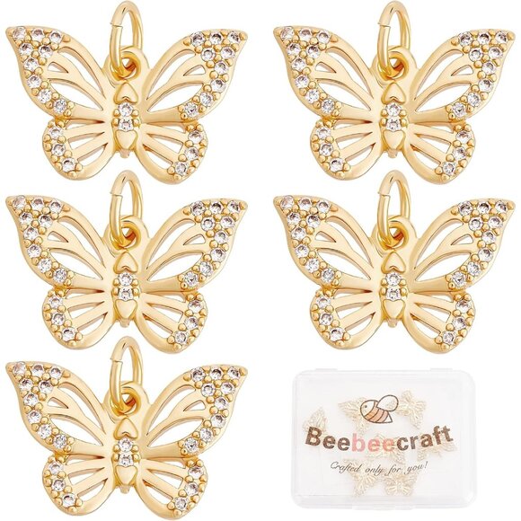 Delicate 10Pcs Butterfly Charms - 18K Gold Plated for Stunning Jewelry Creations - Picture 1 of 7